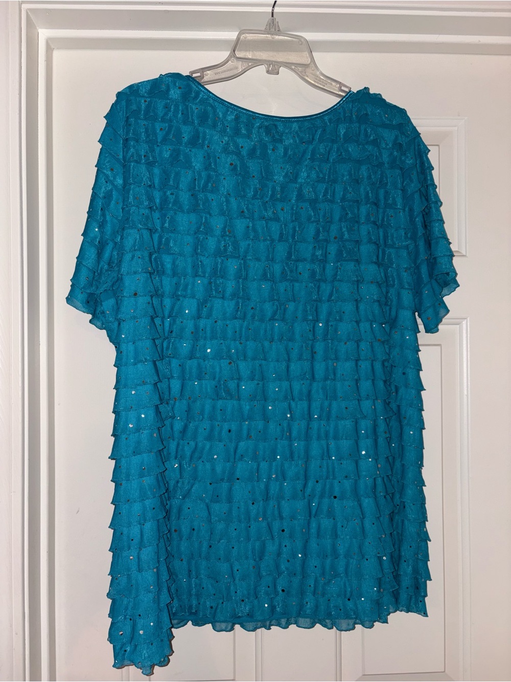 Notations Teal Ruffled Short-Sleeve Tunic Top 3X